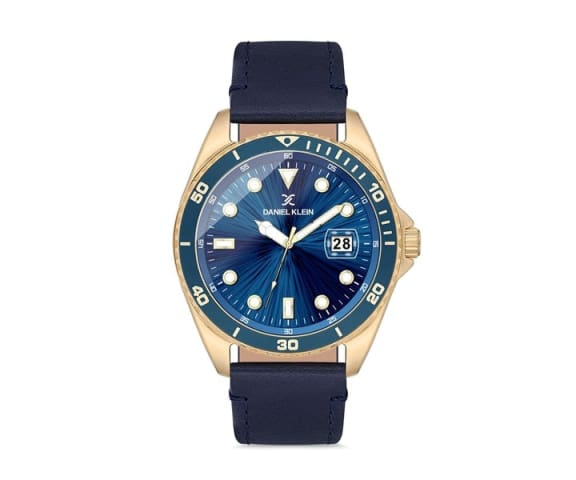 DANIEL KLEIN DK.1.12665-6 Premium Analog Blue Leather Strap Men’s Watch
