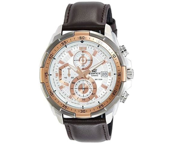 EDIFICE EFR-539L-7AVUDF Chronograph Quartz White Dial Men’s Leather Watch