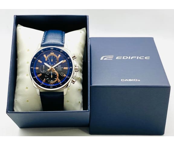 EDIFICE EFV-600L-2AVUDF Chronograph Analog Blue Men’s Leather Watch