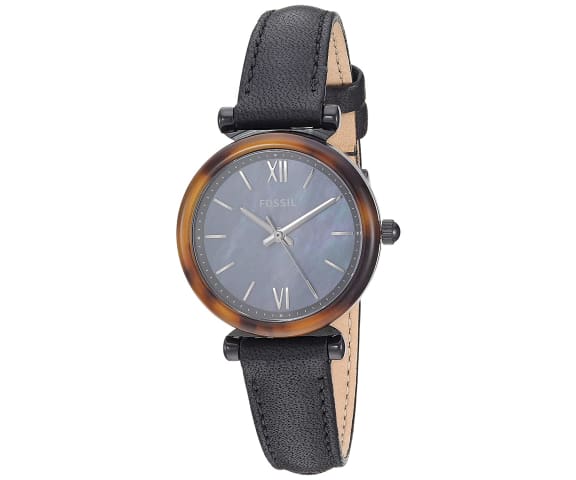 FOSSIL ES4650 Carlie Mini Quartz Analog Black Women’s Leather Watch