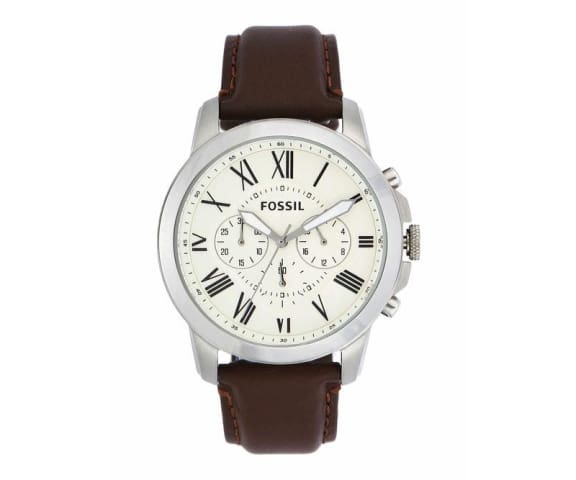 FOSSIL FS4735 Grant Chronograph Beige Dial Men’s Leather Quartz Watch