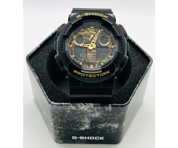 G-SHOCK GA-100CF-1A9DR Analog-Digital Black & Camouflage Dial Resin Men’s Watch