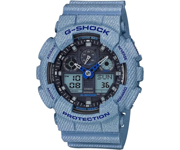 G-SHOCK GA-100DE-2ADR Analog Digital Blue Texture Mens Watch
