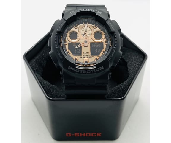 G-SHOCK GA-100MMC-1ADR Analog-Digital Rose Gold Dial And Black Resin Men’s Watch