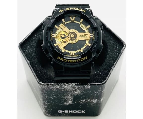 G-SHOCK GA-110GB-1ADR Military Analog-Digital Multi-Color Dial & Glossy Black Resin Men’s Watch