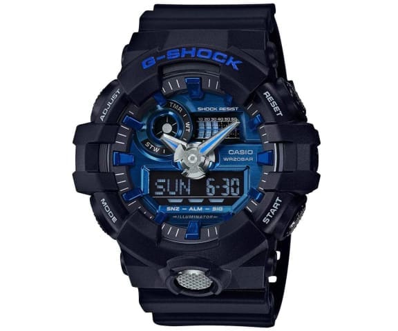 G-SHOCK GA-710-1A2DR Analog-Digital Black Resin Blue Dial 20 Bar Men’s Watch