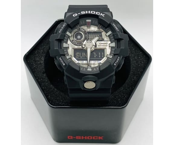 G-SHOCK GA-710-1ADR Analog-Digital Silver Dial Black Resin 20 Bar Men’s Watch