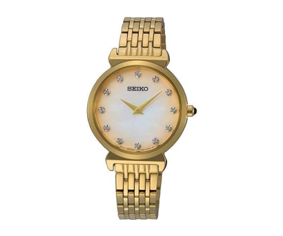 SEIKO SFQ802P1 Quartz Stainless Steel Gold & Mother of Pearl Dial Women’s Watch