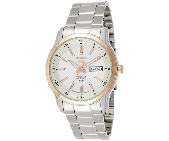 SEIKO SNKP12J1 Automatic Analog Stainless Steel White & Rose Gold Dial Mens Watch