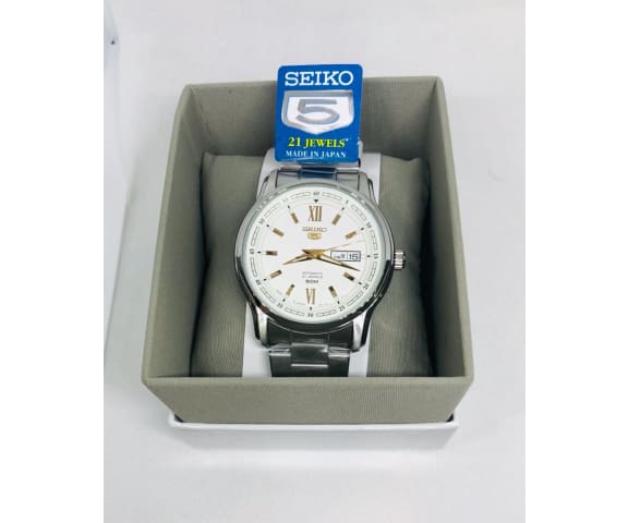 SEIKO SNKP15J1 Japan Made Analog Automatic White Dial Stainless Steel Men’s Watch