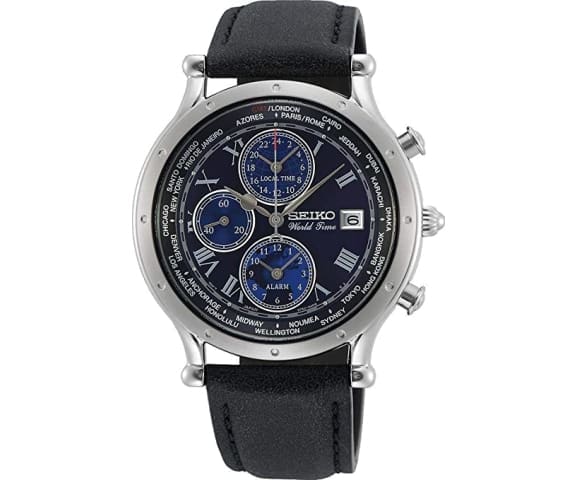 SEIKO SPL059P1 Analog Chronograph Quartz Black & Blue Dial Leather Men’s Watch