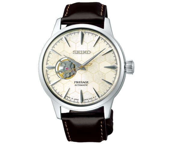 SEIKO SSA409J1 Japan Made Presage Automatic Analog Cocktail Honeycomb Men’s Leather Watch