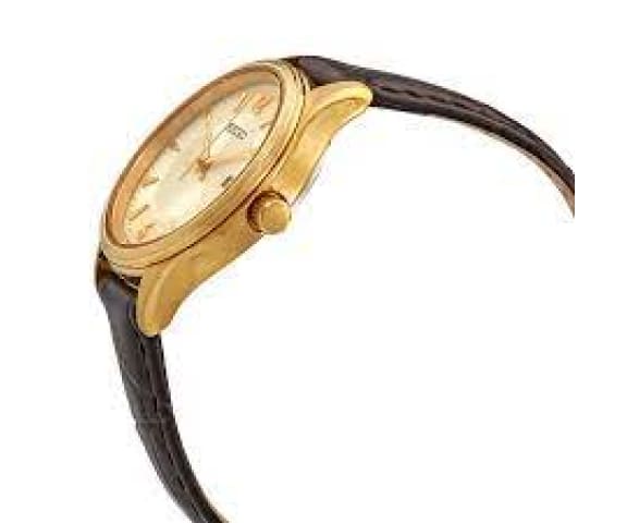 SEIKO SUR478P1 Analog Quartz Gold Dial Brown Leather Women’s Watch