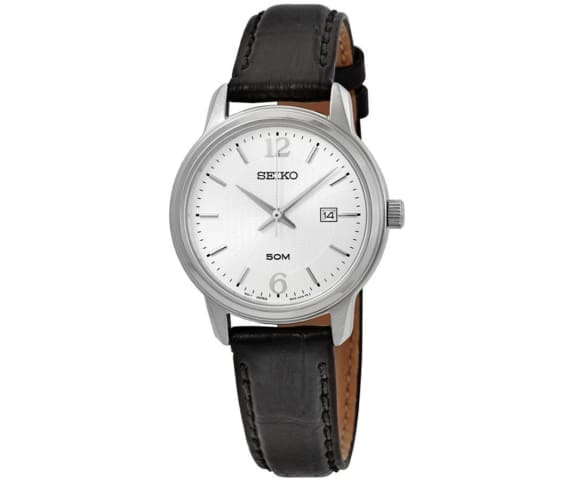 SEIKO SUR659P1 Analog Quartz White & Silver Dial Women’s Leather Watch