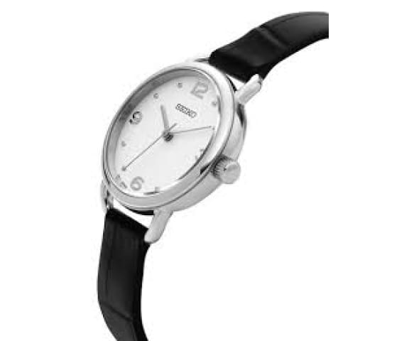 SEIKO SUR669P2 Analog Quartz White & Silver Dial Women’s Leather Watch