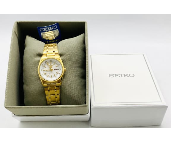 SEIKO SYMC02J1 Japan Made Analog Automatic Gold & White Dial Stainless Steel Women’s Watch